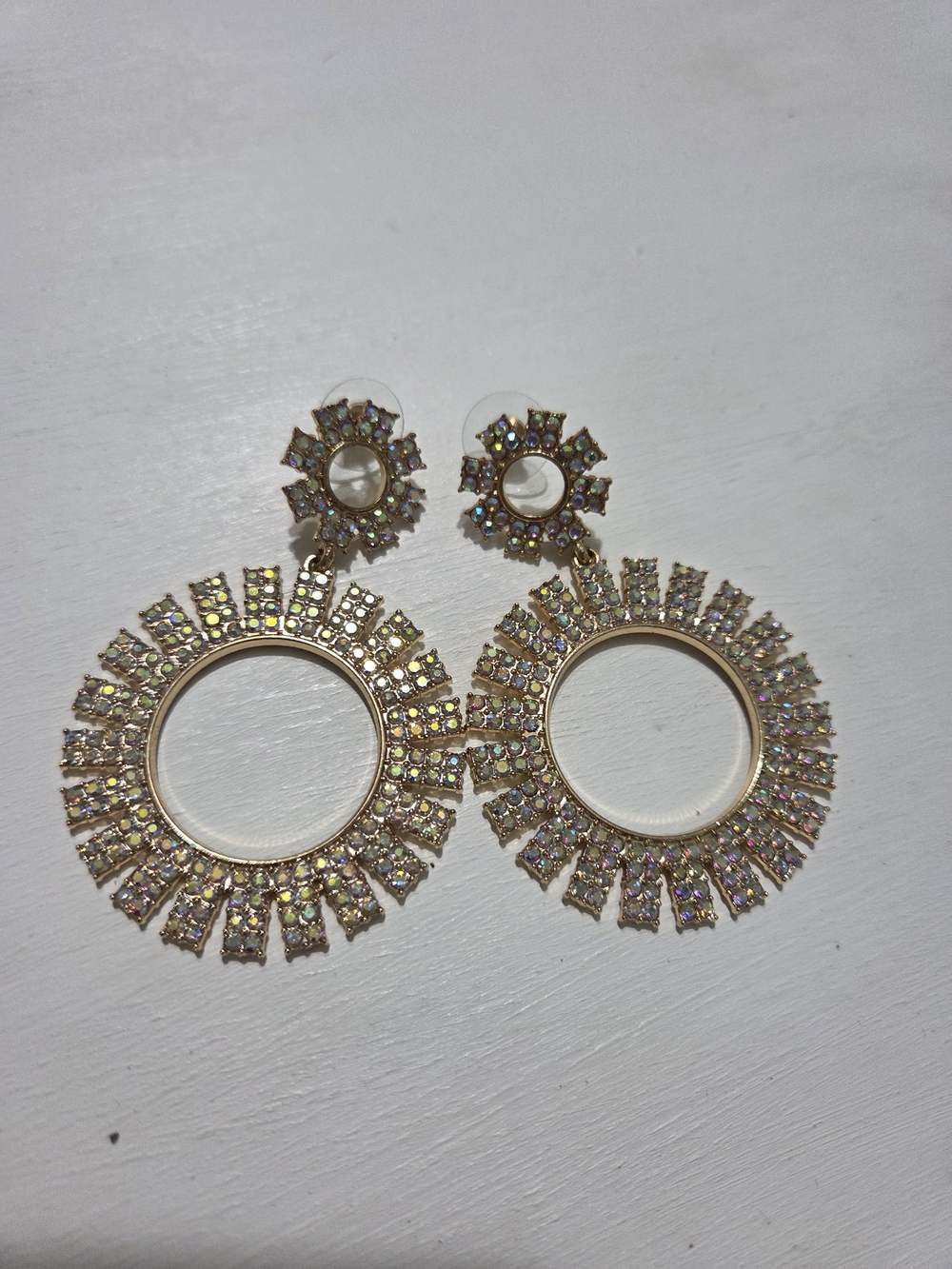 Gold-Tone Crystal Hoop Earrings